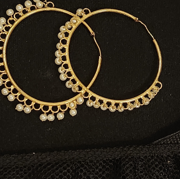 925 hoop earing with pearls gold tone - Picture 4 of 4